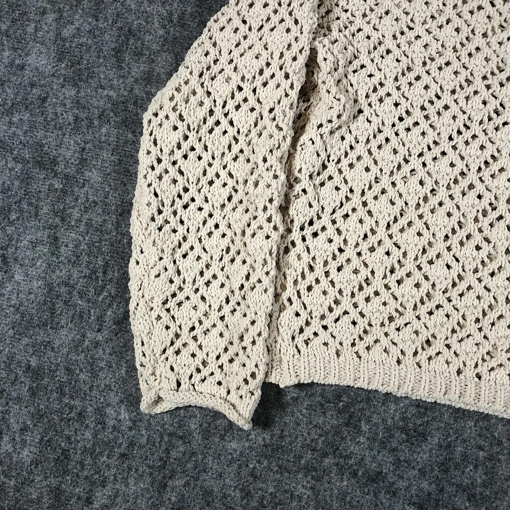 Artelier Nicole Miller Sweater‎ Womens Large Cream Open Knit Crochet